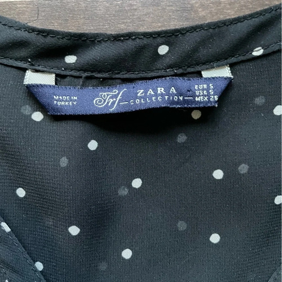 Zara Black with White  Polka Dots Sheer Blouse Size Small - Picture 2 of 6